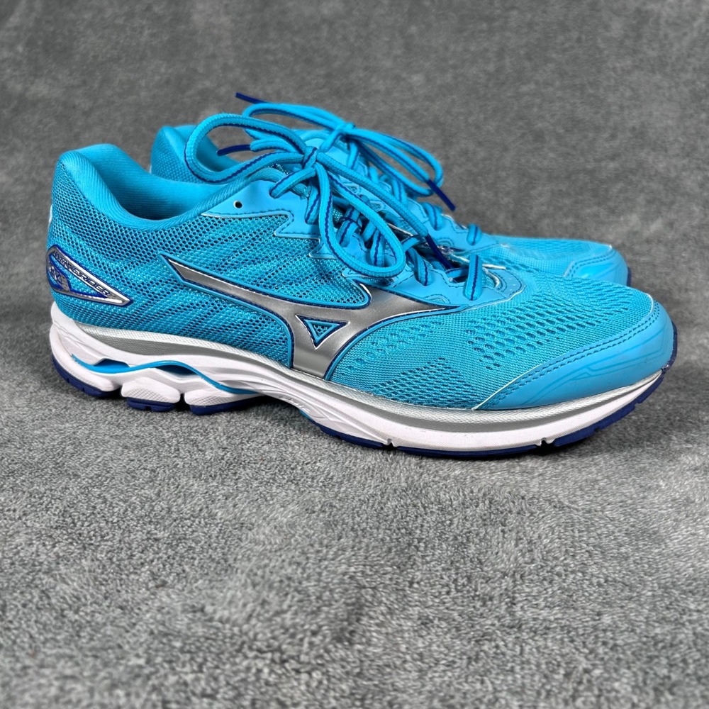 Mizuno Wave Rider 20 Womens Running Shoes Blue Silver Powerstep Insoles 10.5 D